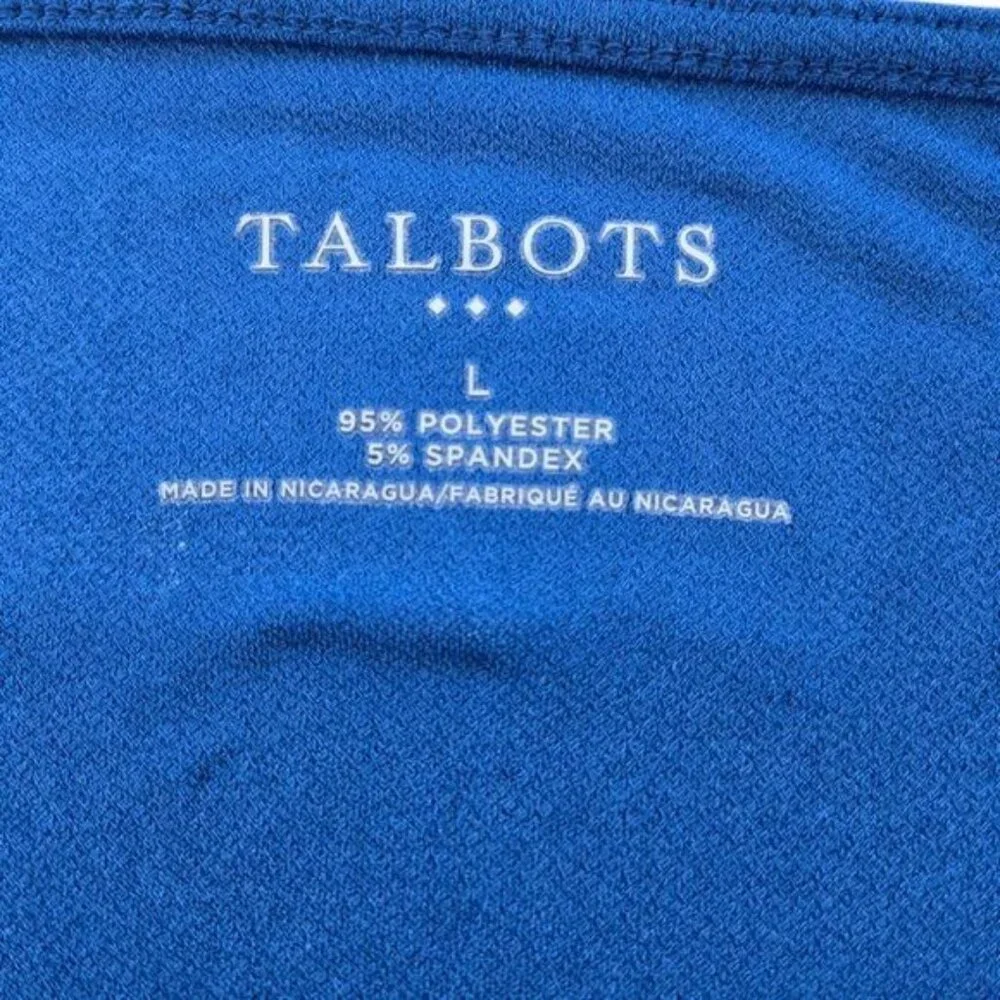 Talbots Womens Blue 3/4 Sleeve Ruched Front Slinky Knit Top Large - Picture 3 of 4
